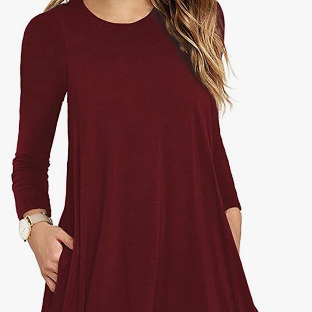 Viishow burgundy 3/4 sleeve swing dress size medium large